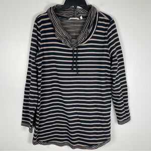 ⭐️ Soft Surroundings Stripe Pullover Top Medium Long Sleeve Brown casual comfort